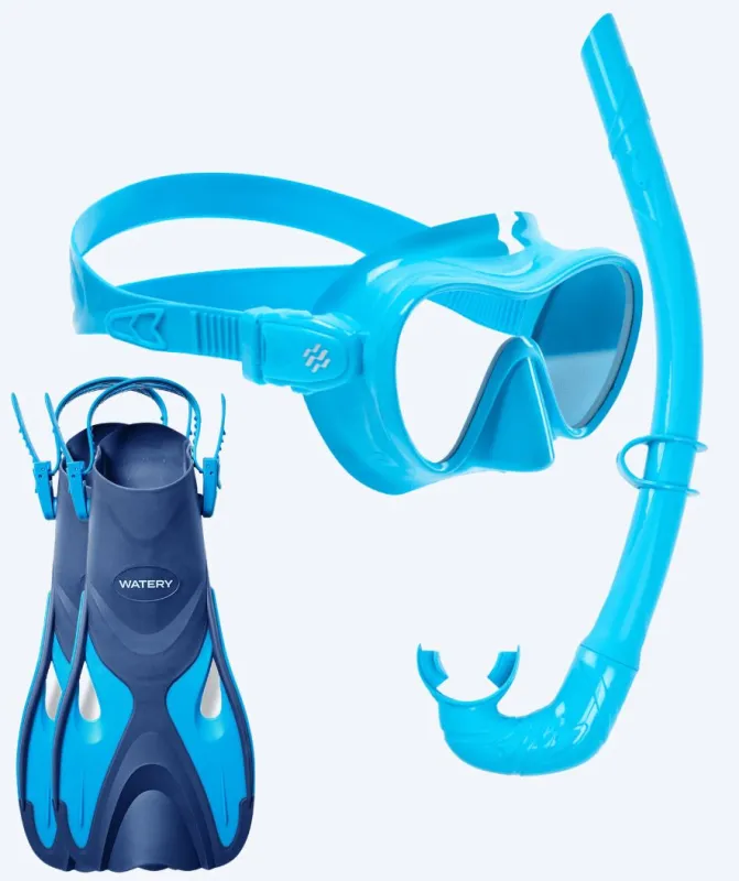 Watery snorkelsæt til børn - Fisher/Cliff - Blå/lyseblå - Snorkelsæt til børn (4-16 år)