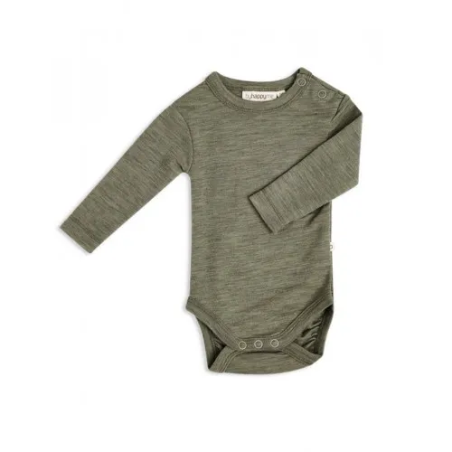 Body Med Lang Ærme Og Rund Hals I 100% Økologisk Merino Uld Til Baby Moss Melange 56