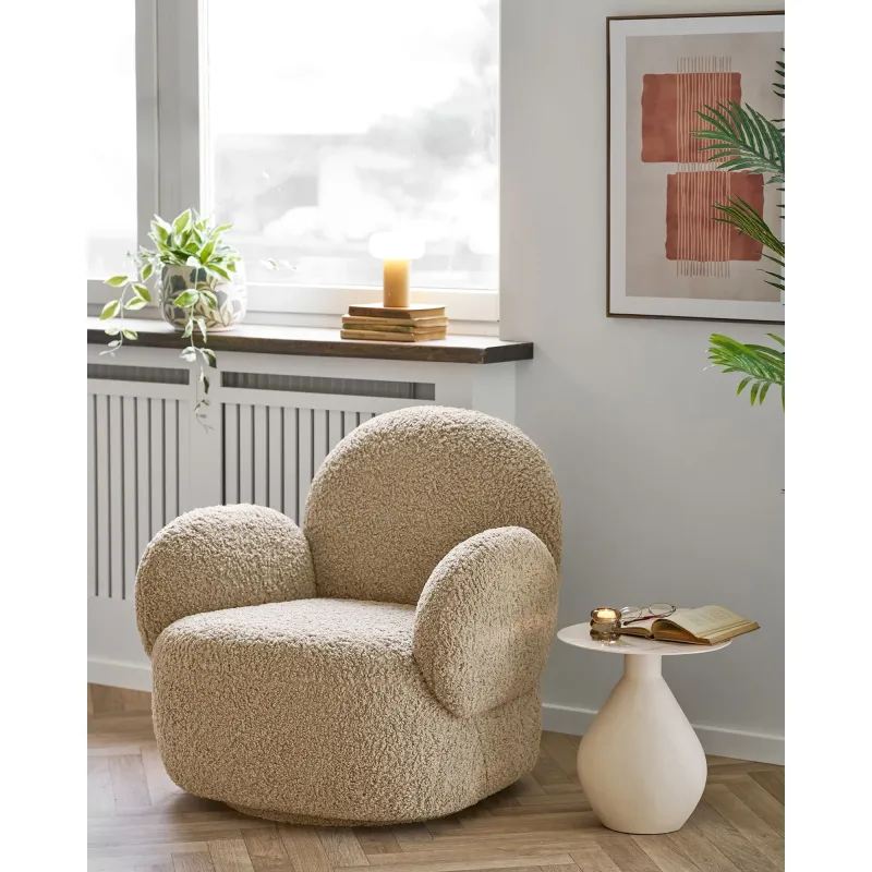 House Nordic - Messina Loungestol med Drejefunktion Lysebrun - 85 x 87 x 81 cm