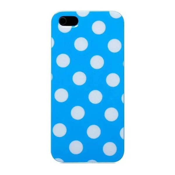Dots gummi cover til iPhone 5/5S/SE. Blå/hvid.