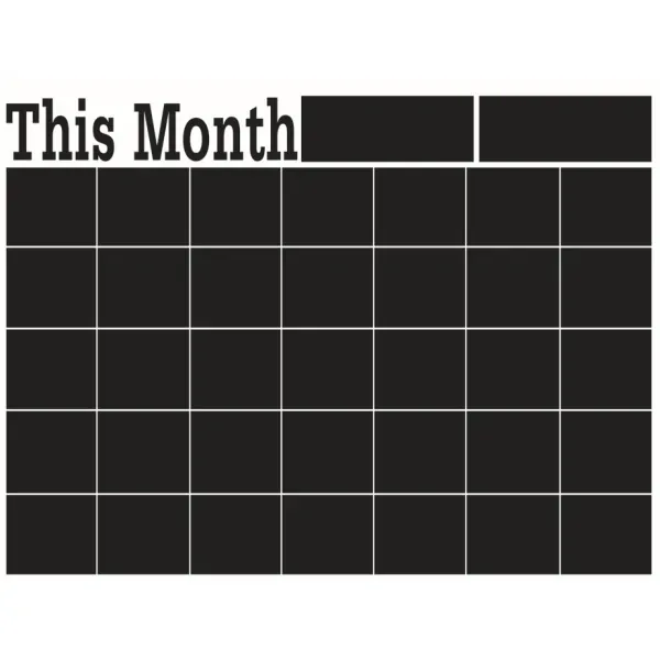 Wallsticker tavle til kridt. ’This month’ kalender. 58x43cm