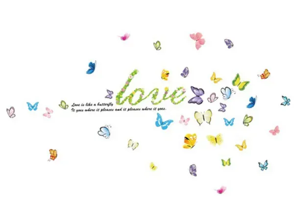 Sød wallsticker med butterfly love. Kærlighed og sommerfugle.