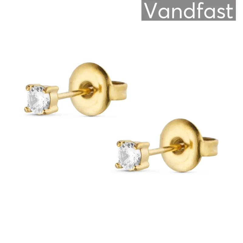 ANNEBRAUNER Princess 3 mm Clear Øreringe 18K Guldbelagt