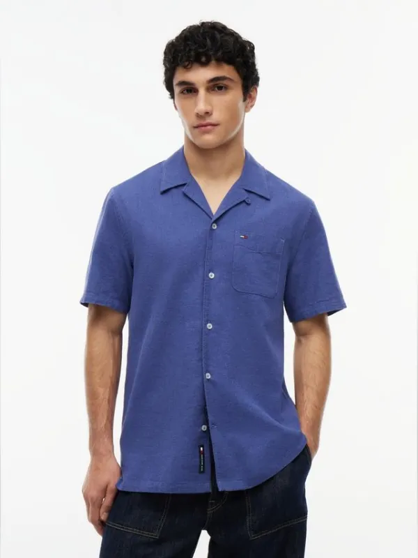 TJM REG LINEN BLEND CAMP SS EXT