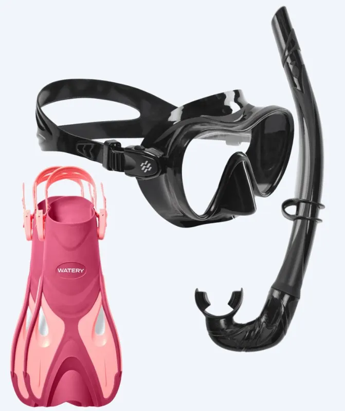 Watery snorkelsæt til voksne - Fisher/Cliff - Pink/sort - Snorkelsæt til voksne (+16 år)