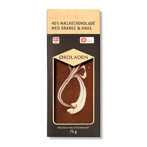 Økoladen Chokolade mælk orange/knas Ø 40% (75 g)