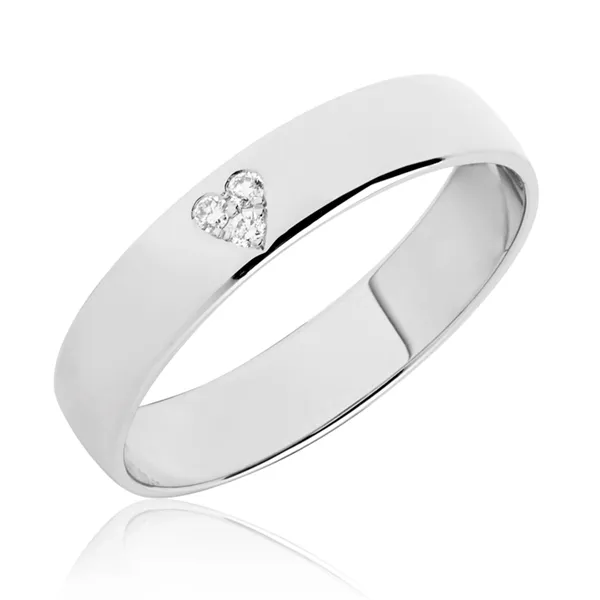 BARTOLI Classic vielsesring i Hvidguld med Diamanthjerte 0,03 ct. - 4 mm