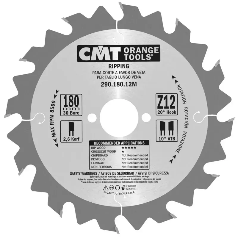 CMT Klinge 180x2,6x30 Z12 W - 290.180.12M