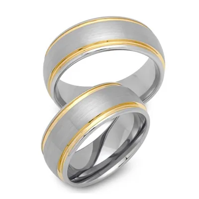 Tofarvet Vielsesringe i Tungsten - 8 mm