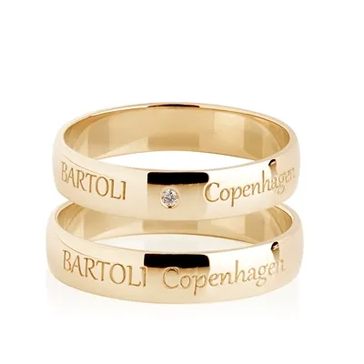 BARTOLI Classic vielsesringe i 8 kt. Guld med Diamant 0,01 ct. - 4 mm