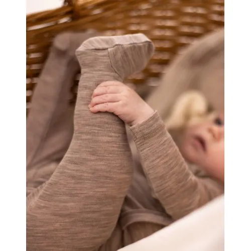 Retro Sparkebuks Med Fod Til Baby, I 100% Økologisk Merino Uld Beige Melange 62