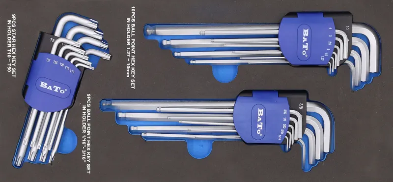 BATO Stiftnøglesæt mm./TOMMER/Torx. EVA 1/3. Blank