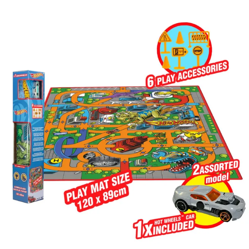 Hot Wheels Legetæppe inkl bil 87,5x118cm