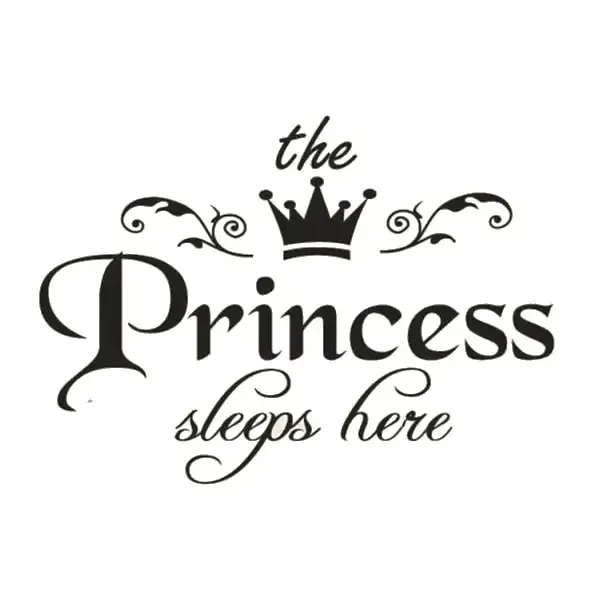 The Princess sleeps here. Flot wallsticker til prinsessen.