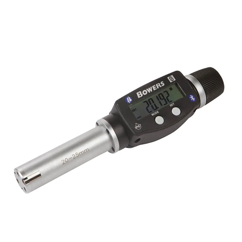 BOWERS XTD20M-BT digital 3-punkt mikrometer 20-25 mm med kontrolring