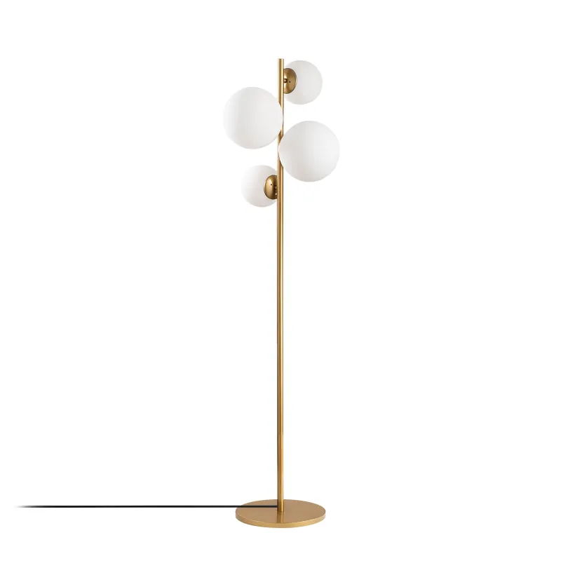 LUMI Avellino gulvlampe - glas og guldfarvet metal