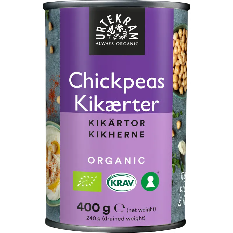 Urtekram Forkogte Kikærter Ø (400 gr)