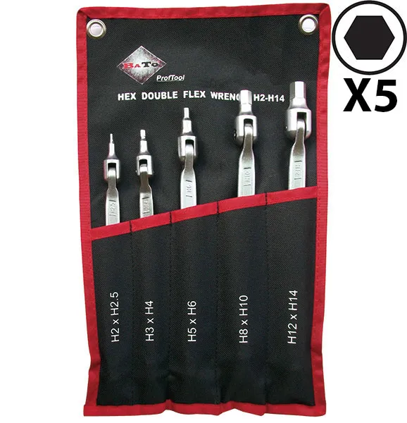 BATO Dobbelt lednøglesæt 6kt. 2-14mm. 5 dele