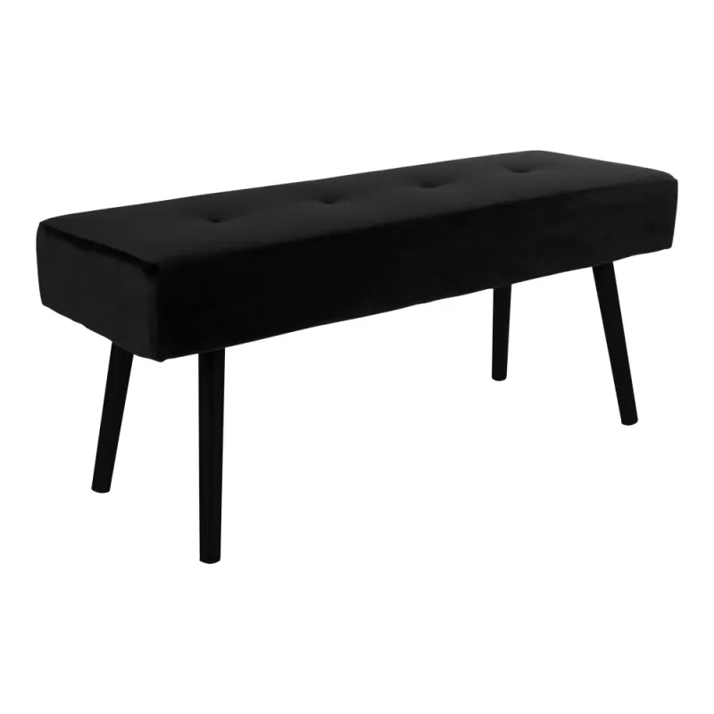 Skiby Bænk - Bænk i sort velour med sorte ben, 100x35x44cm