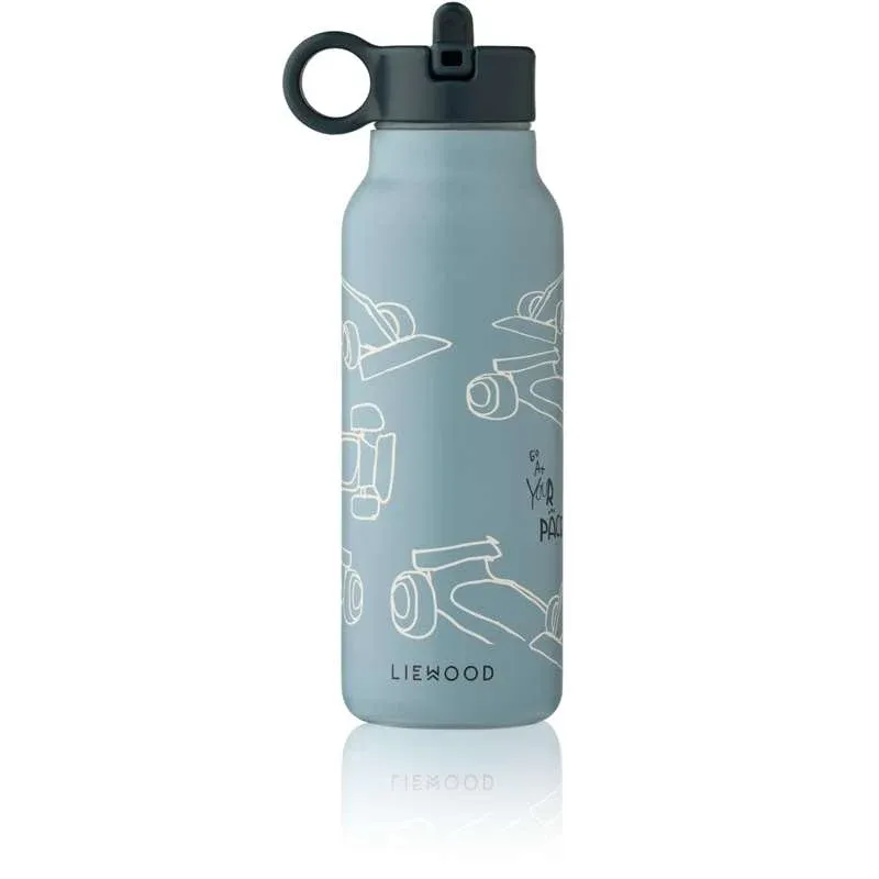 Liewood Falk Drikkeflaske - Rustfrit Stål - 350ml - Race Cars/Beach blue