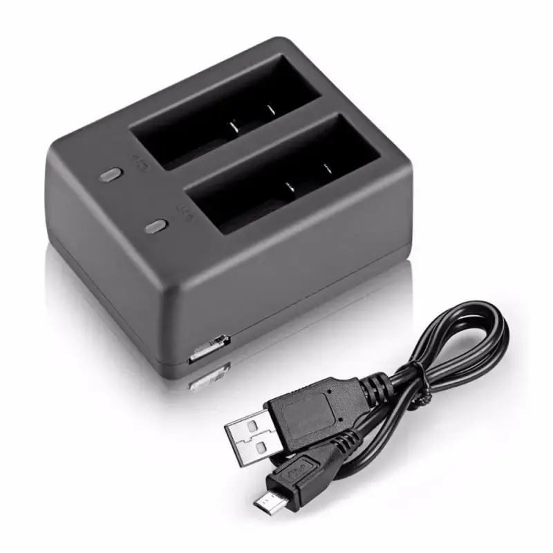 Dual Batterioplader til sportskameraer såsom feks SJ4000. Oplad to batterier på én gang.