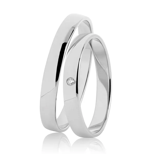 BARTOLI Classic vielsesringe i Hvidguld med Diamant 0,01 ct. - 3 mm