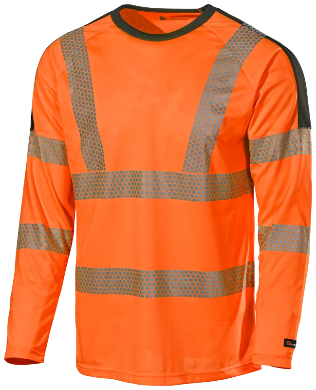 T-Shirt 6121P Orange/Sort Str. XL
