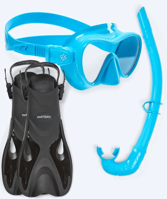Watery snorkelsæt til børn - Fisher/Cliff - Lyseblå - Snorkelsæt til børn (4-16 år)