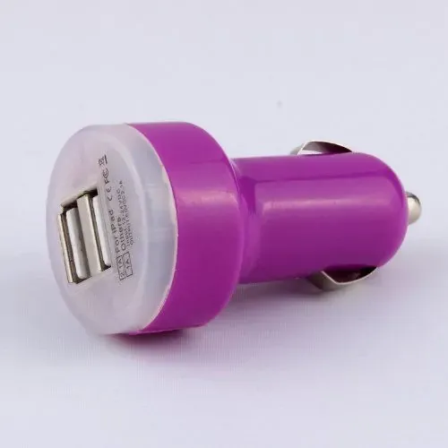 Dual USB Billader 2.1A til iPhone, iPad & Android  -  Lilla