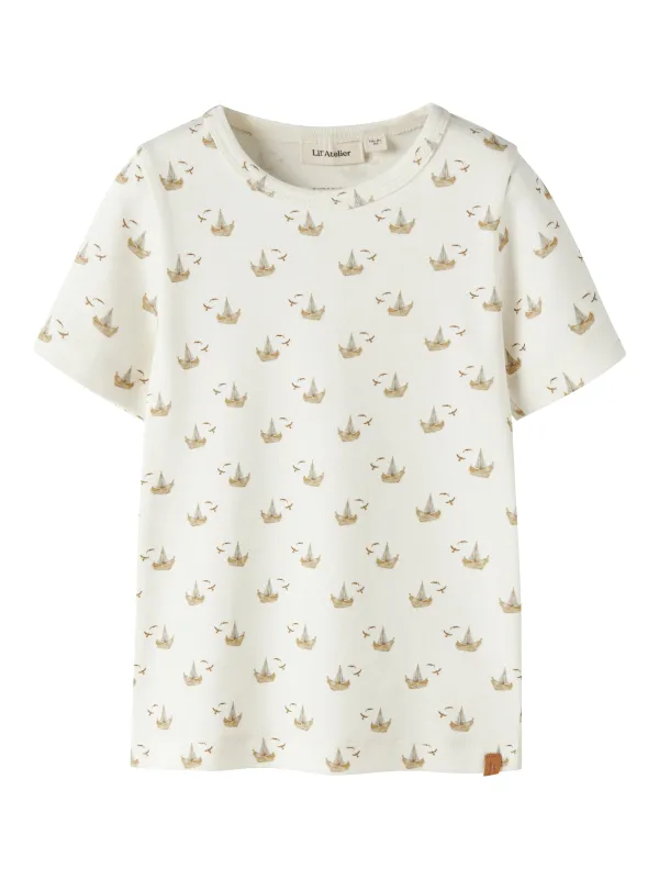 Lil Atelier Gayo - Sor SS Slim Top - Coconut Milk/Boat - 92 cm
