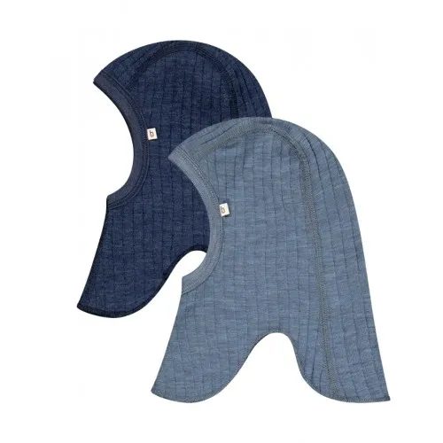 Rib Elefanthue I 100% Merino Uld, Tynd Kvalitet, Oeko-tex®, 2-pak 50/56 Blue/navy Melange