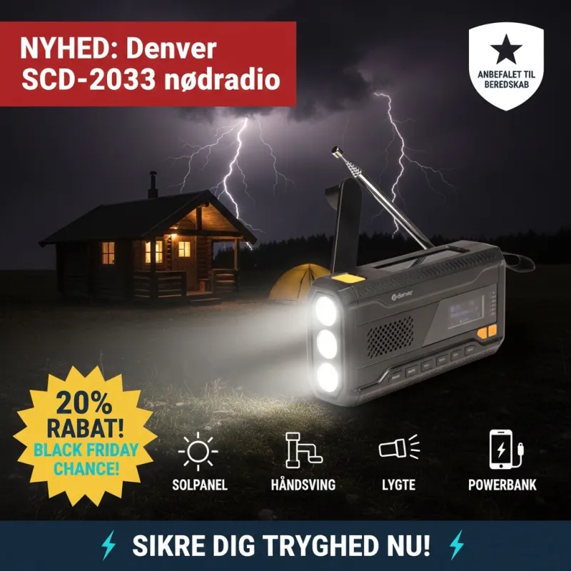 Denver SCD-2033 nødradio med solceller