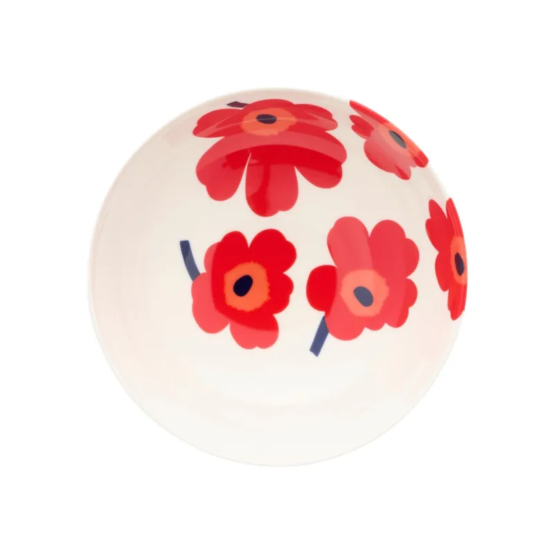 Marimekko Unikko Oiva serveringsskål 1,3 liter, hvid/rød/blå