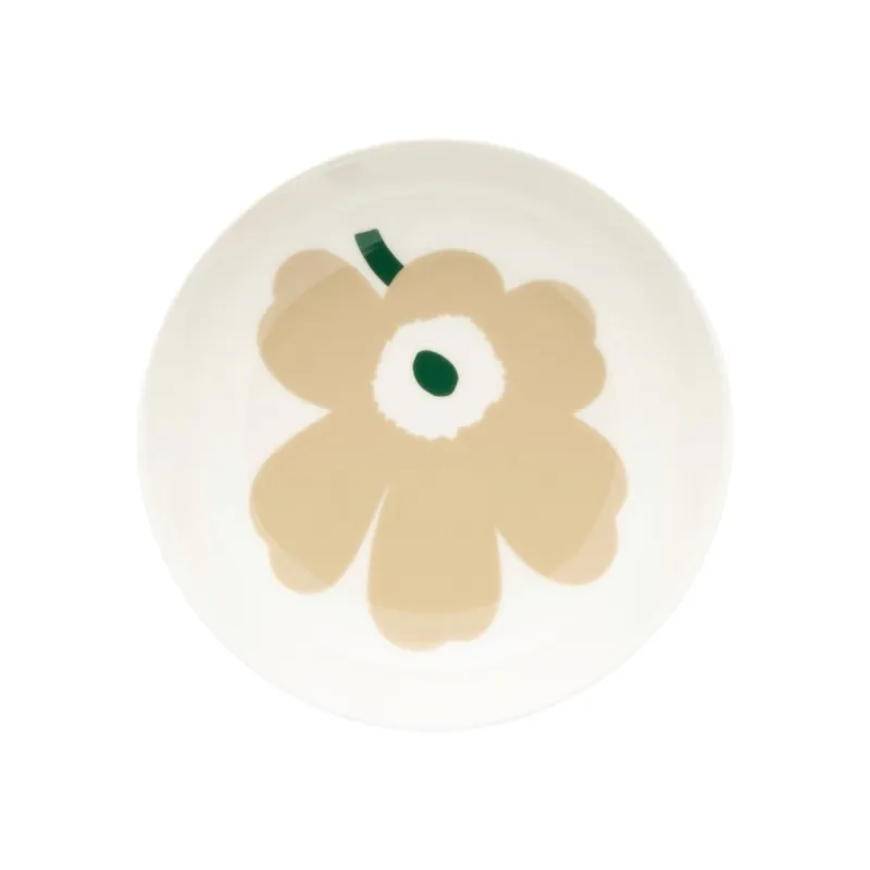 Marimekko Unikko skål 13 cm, beige/hvid/sand/mørkegrøn