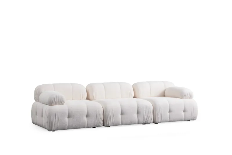 NORDVÄRK Petite 3 3 pers. sofa - hvid polyester og sort plastik