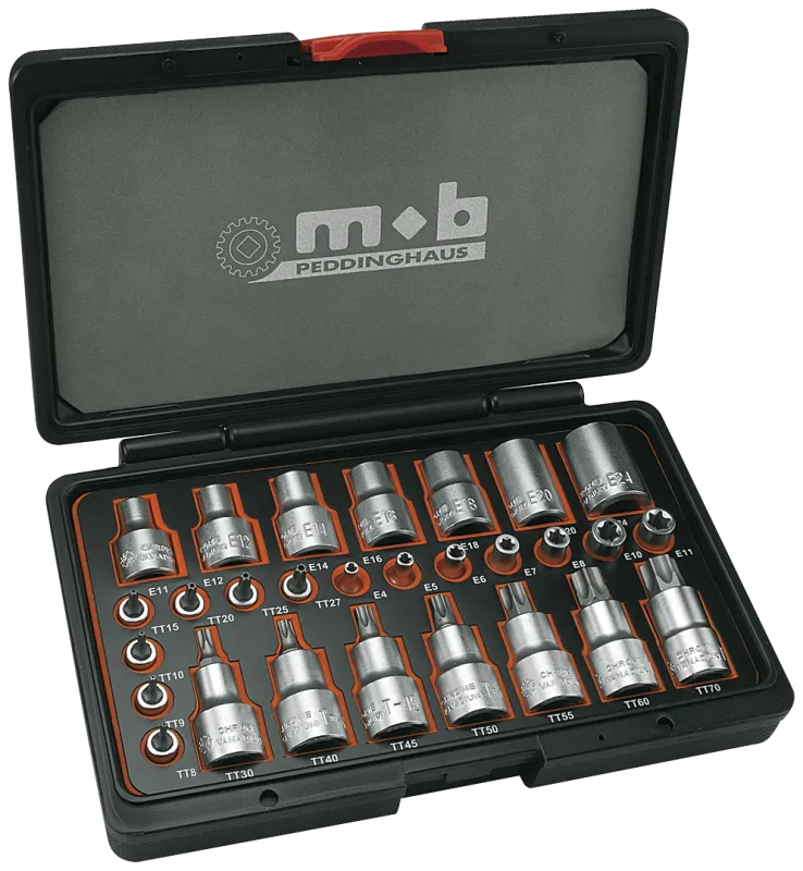 Topsæt 1/4+1/2" E-Torx+Torx 28 dele
