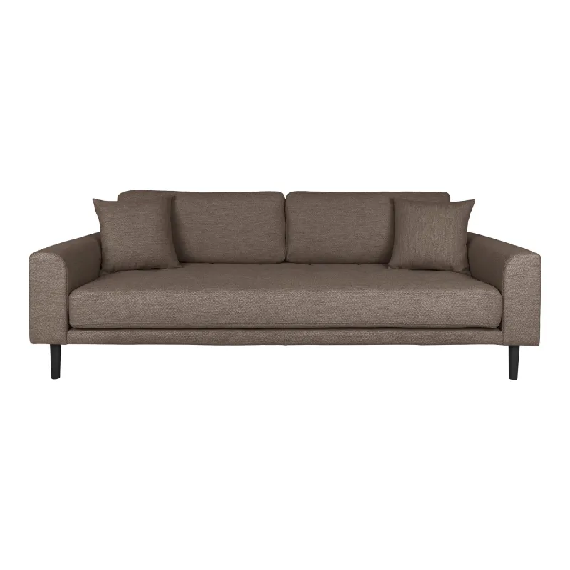 HOUSE NORDIC Lido 3 pers. sofa, m. 2 puder - brun polyester og sort bøg