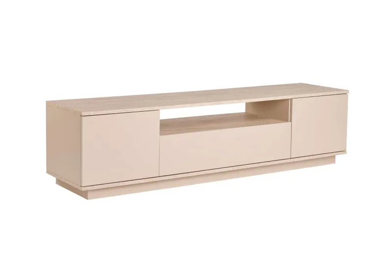 NORDVÄRK Veramont TV-bord, m. 3 låger, 1 hylde - mink travertin melamin (180x44,5)