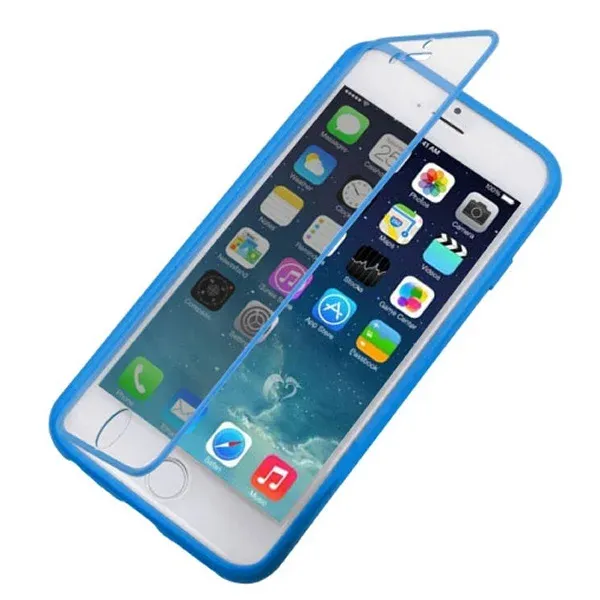 iPhone 6/6S TPU cover med plast skærmcover. Blå.