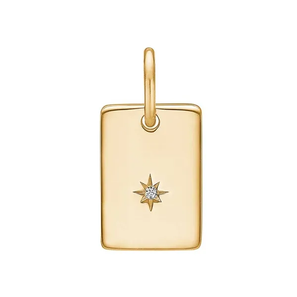 Guld Vedhæng med Plade og Diamant
