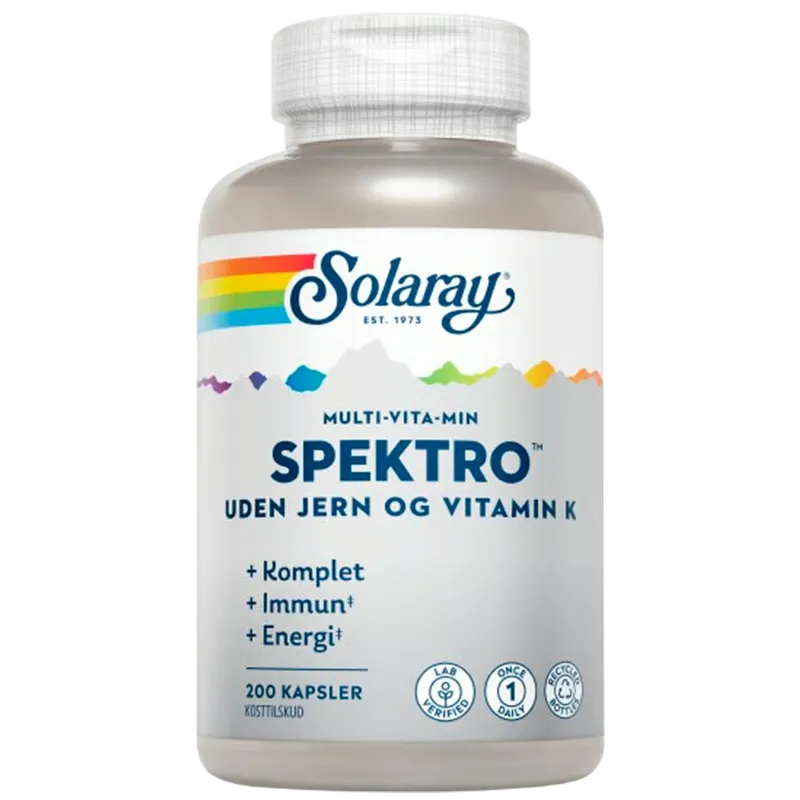 Solaray Spektro Multi-Vita-Min Uden Jern & Vitamin K (200 kaps)