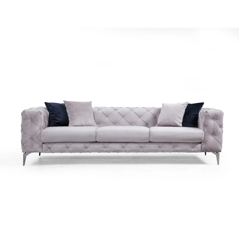 NORDVÄRK Como 3 pers. sofa - lysegrå polyester stof og forkromet metal