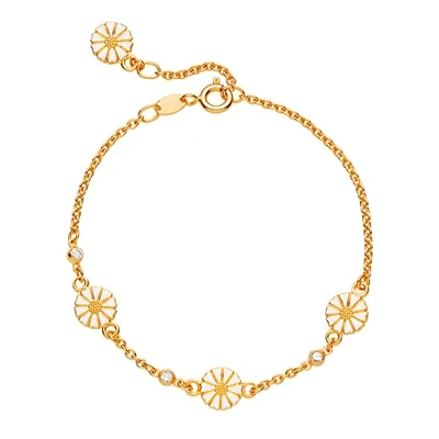 Lund Marguerit armbånd i forgyldt Sølv med Zirkoniasten - 17 og 19 cm