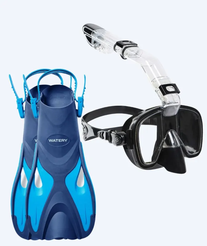 Watery snorkelsæt til børn - Fisher/Pearl - Blå/sort - Snorkelsæt til børn (4-16 år)