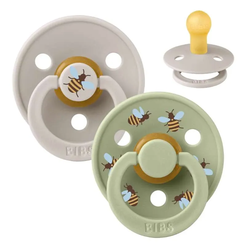 BIBS Rund Colour Sut - 2-Pak - Str. 1 - Naturgummi - Bumblebee Studio - Mushroom Mix