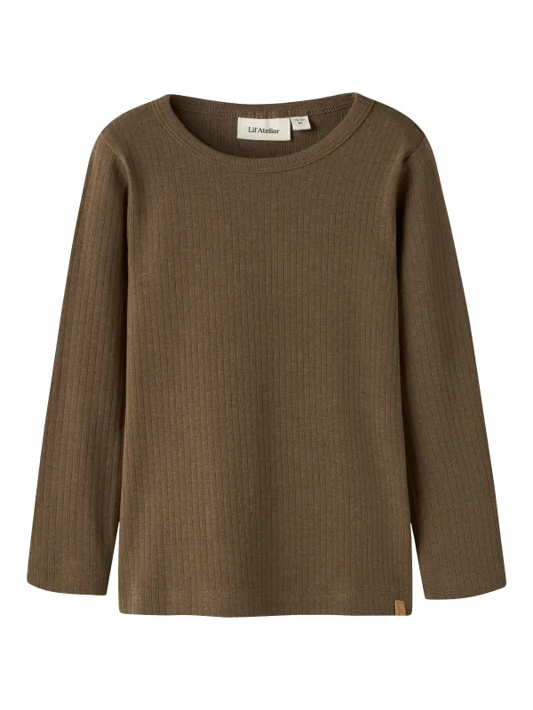 Lil Atelier - Gabo Bob LS Slim Top - Teak - 92 cm