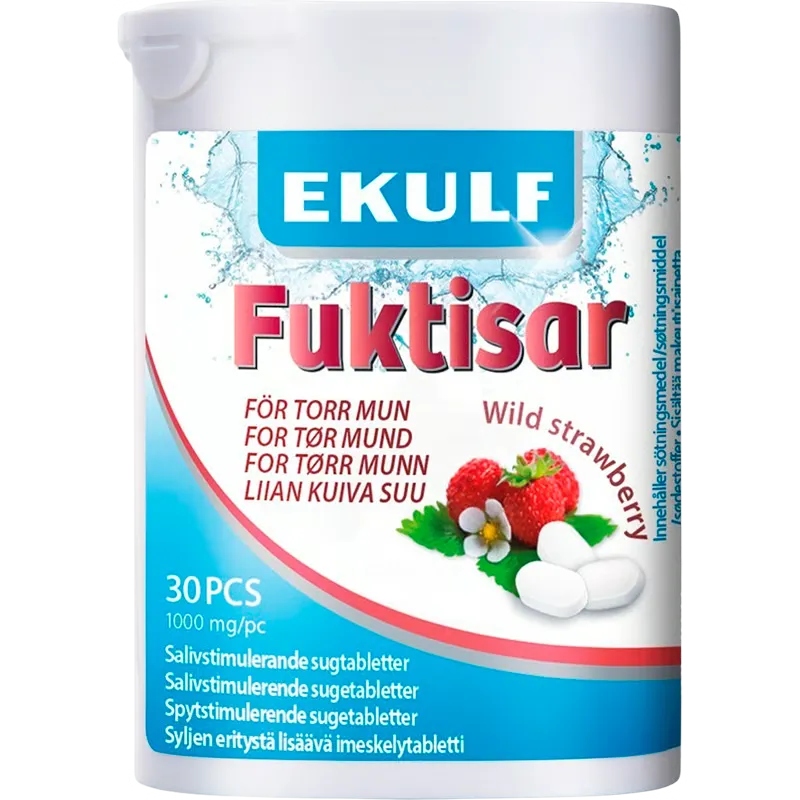 Ekulf Fuktisar Wild Strawberry Sugetabletter (30 stk)