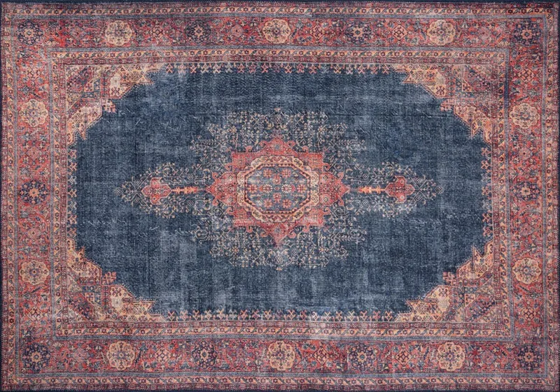 TEPPI Blues gulvtæppe, m. mønster, rektangulær - multifarvet polyester (210x310)