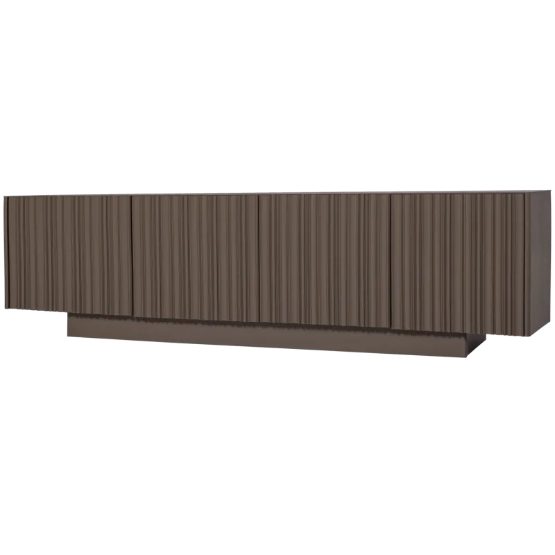 WOOOD Nova TV-bord, m. 4 låger og 2 hylder, til gulv og væg - trøffelbrun fyrretræ (200x40)