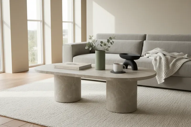Venture Home Narvik  -  sofabord i beige marmorlook  -  32×120×60 cm